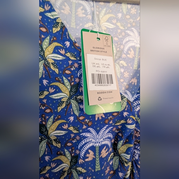 Boden NWT 16-18L Palm 🌴 Tree Midi Dress - Picture 2 of 3